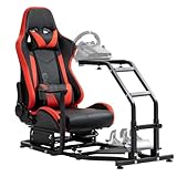 Marada Real Racing Simulator Cockpit with Red Seat Support for PXN, Thrustmaster, Logitech G923, G920, T80, T150, T300RS Advanced Compact Driving Sim Rig Stand Wheel &amp; Pedal &amp; Shifter Not Include
