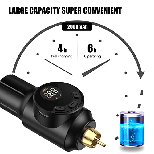 TATELF Tattoo kit Wireless Tattoo Machine Gun Starter Kit Rotary Tattoo Pen Machine 40pcs Cartridges Needle 2000mAh Tattoo Battery Pack for Beginners Tattoo Artists(Black)