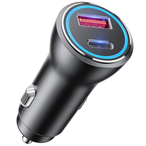 2 Porte Caricatore Auto,48W Total Tutto Metallo Presa Accendisigari USB C PD 30W&QC3.0,Ricarica Rapida Carica Batteria per Auto Cellulare per iPhone Samsung S25 Ultra iPad Huawei Xiaomi Tavoletta etc