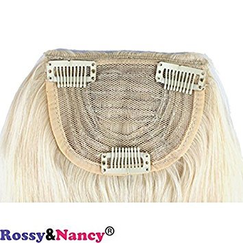 Voloria #613 Blonde Color Brazilian Human Hair Clip-in Hair Bang Full Fringe Short Straight Hair Extension for women 6-8inch - Thumbnail 4