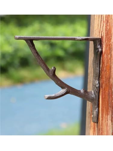 Soporte de pared para estante que evita caídas y aporta un diseño rústico de hierro fundido 7