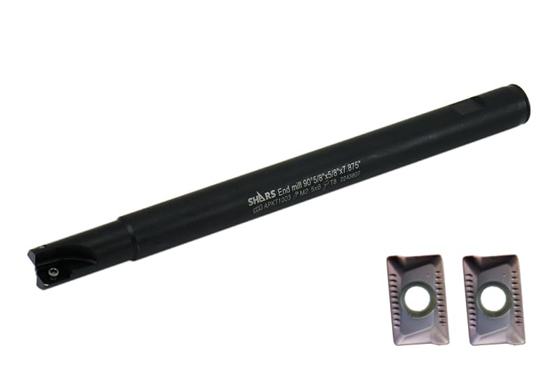 Image of Shars CNC 5 /8 x 7-7 /8 inch 90 Indexable End Mill with 2 PCS APKT 1003 Insert NEW 404-2857W+404-6960(2) P[