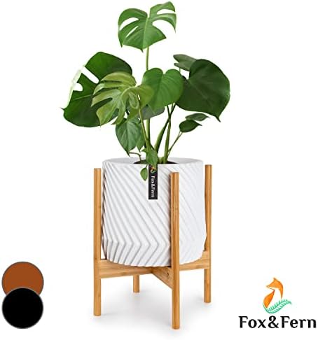 Fox & Fern Mid Century Tall Plant Stand, Plant Stand Indoor, Indoor Plant Stand, Plant Stands for Indoor Plants, Plant Holder, Corner Plant Stand - EXCLUDING Plant Pot - Acacia Wood - Fits 10" Pot