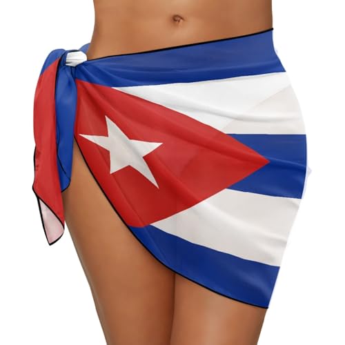RYQAO Cuba Flag Swim Cover Up for Women Sarong Coverups