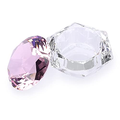 Ownmy Crystal Dappen Dish With Lid For Acrylic Nail Crystal Tealight Candle Holder Glass Votive Candle Stand, Decorative Crystal Tealight Holder Crystal Monomer Dish With Diamond Lid Diy Nail Art Bowl #TOP8