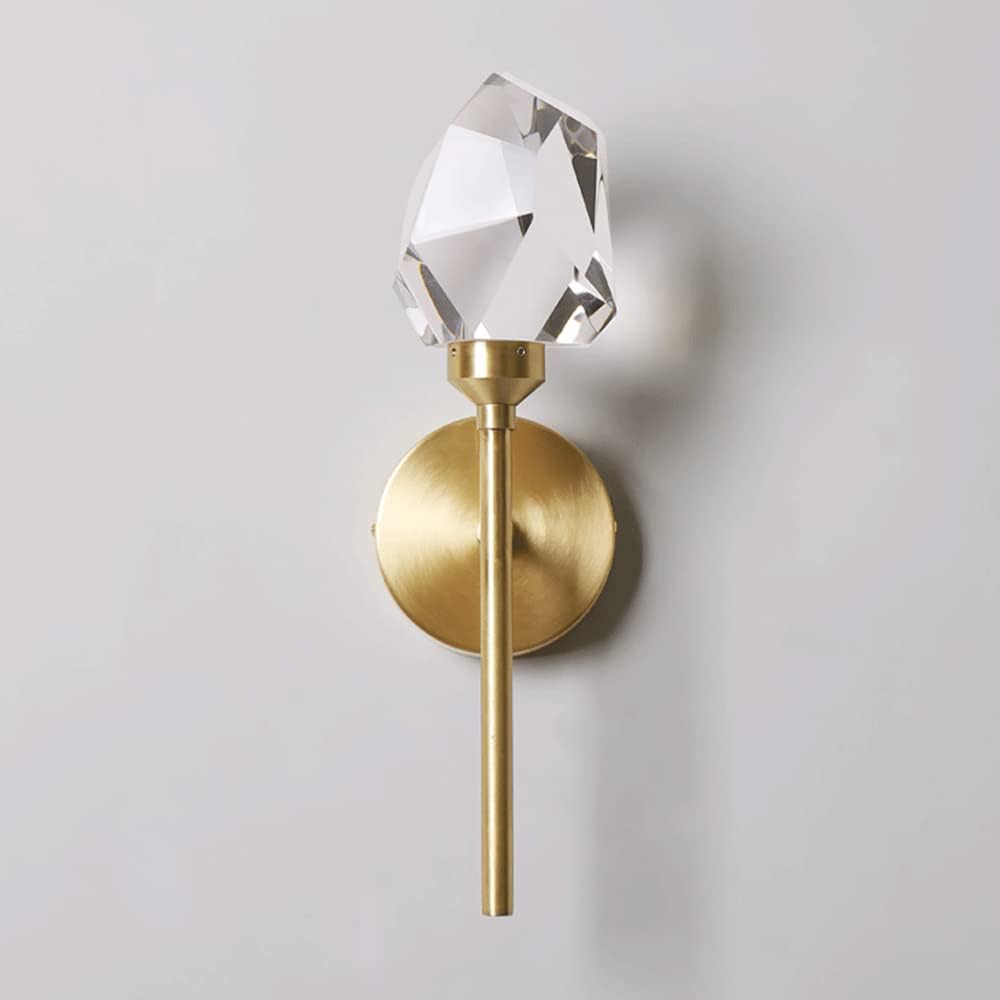 Applique Murale En Cristal, Applique Murale De Chevet À Tête Unique, Applique Murale Candélabre En Cuivre, Appliques Murales Led Modernes - 5 W - Mode 3 Couleurs, Appliques Murales D'Éclairage