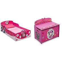 Delta Children Interactive Wood Toddler Bed - Greenguard Gold Certified, Disney Minnie Mouse & Deluxe Toy Box, Disney Minnie Mouse