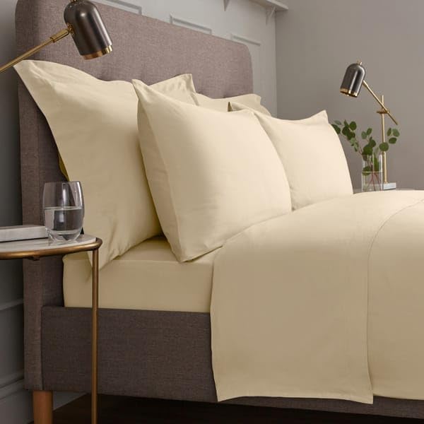 Top Linen (NW) Ltd 300 Threads Single Flat Bed Sheet - 100% Egyptian Supersoft Cotton - Bed sheet for luxury hotels - Cream 300 Threads Single Flat Sheet, Size (178x250cm)