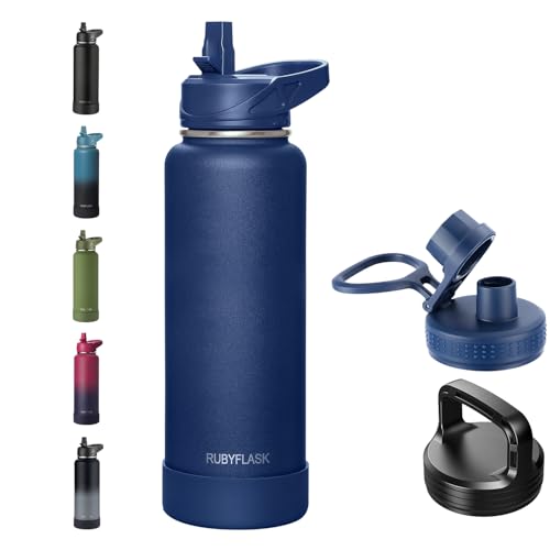 RUBYFLASK 40 oz Insulated Stainless Steel Water Bottle with Straw