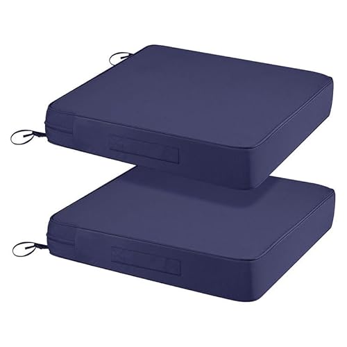 2pcs Comfibloom's High-Density Foam Seat Cushion, Patio Cushion, Outdoor Cushion,Perfect for Outdoor Charis. (Navy, Standard)