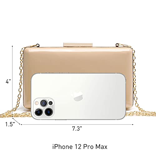 Dasein Women Evening Purses Clutch Bags Formal Party Clutches Wedding Purses Cocktail Prom Handbags (Patent Leather Camel) #TOP3