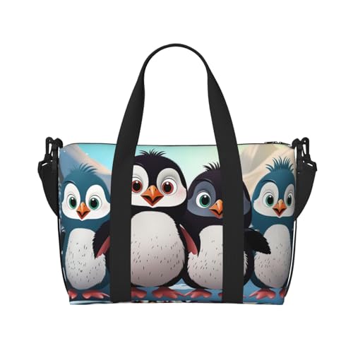 Gym Bags Small Five cute penguins Duffel Bag Overnight Bag with Shoe Compartment Carryon Bag for Men Women2