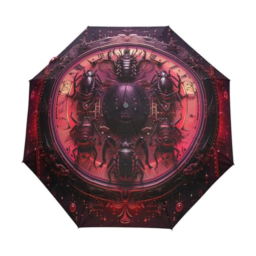 KAAVIYO Abstract Red Horoscope Umbrella Windproof Automatic Foldable Umbrells Auto Open Close for Men Women Kids