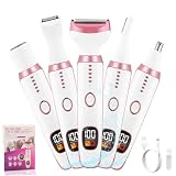 Rasoir Electrique Femme, 5 en 1 Tondeuse Femme Intime Maillot Bikini Sourcils Nez, Rasoir Électrique Epilateur Visage Femme, Étanche IPX7 Electrique Tondeuse pour Crops Pubis Aisselles Jambes