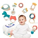 Jouet pour Bébé 3 Mois Hochet de Dentition pour Bébé 0 3 6 9 Mois, Jouets d'Eveil Anneaux de Dentition sans BPA avec Boîte de Rangement Cadeau pour Naissance Garçon Fille, 10PCS