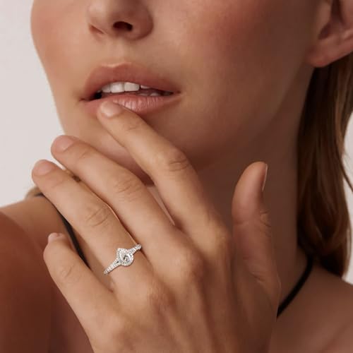 Moissanite Engagement Ring, D Color VVS1 Clarity, 1.2-1.7CT, 925 Sterling Silver with 18K White Gold Plated, Cushion/Heart/Oval/Princess Cut Promise Rings for Women4