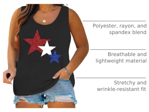 Image of Ithalt Plus Size 4th of July Tops for Women American Flag Tank Tops USA Patriotic Shirts Red White and Blue Sleeveless