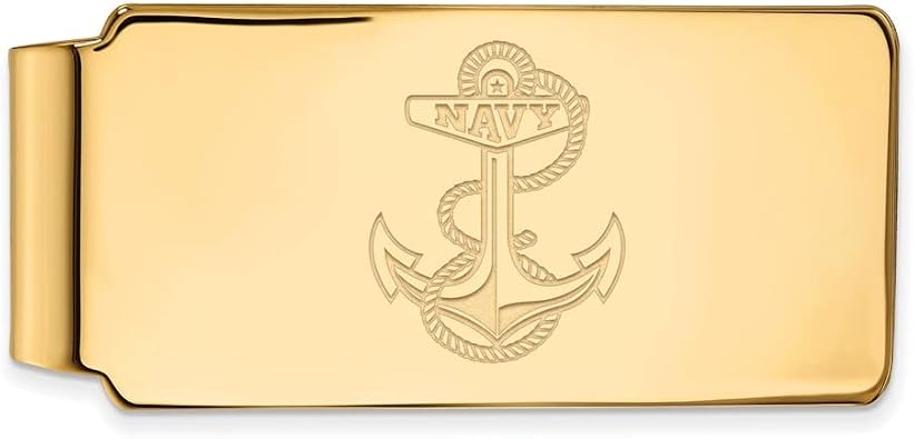 Navy Money Clip 14k Yellow Gold