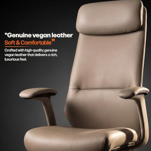 Image of DROGO ErgoTouch Ergonomic Office Chair for Work & Home | Computer Chair with Premium Vegan Leather & High Back Cushioned Backrest | 145 Recline with 3 Lock Positions, Heavy Duty Metal Base (Beige)