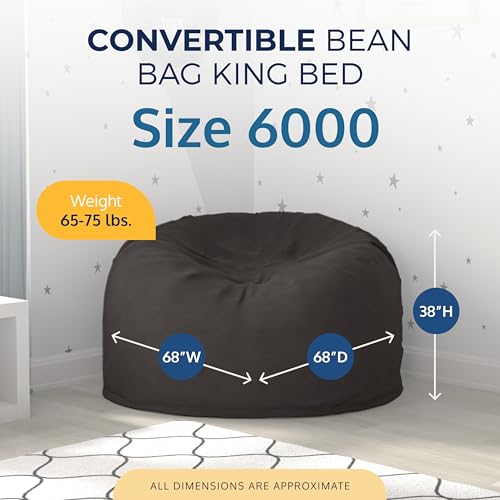 ULTIMATE SACK 6ft Bean Bag Chair, Oversize Bean Bag Chair for Adults, Comfy Chair Bean Bag Couch Lounge Sofa Loveseat Furniture | Grey Suede - Thumbnail 3