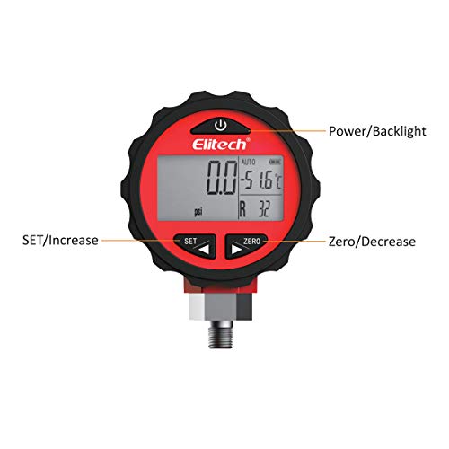 Elitech Single Manifold Gauge Digital Pressure Gauge -14.5~800Psi #TOP1