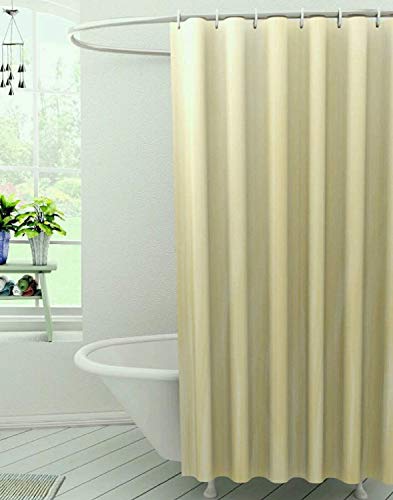 Image of SHAVIN 7 Feet Self Lining Waterproof Curtain Printed Shower Curtain for Bathroom with 8 Hooks (Cream) (84 X 54 Inches)