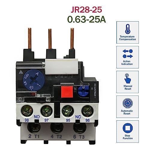 Relé de sobrecarga térmica JR28-25 protección motor ajustable 1.6-2.5A 2