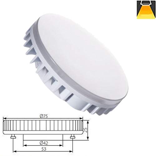 9W GX53 LED Light Disc Light Bulb Under Cabinet Kitchen Shelf Cupboard CFL Replacement 600lm Lumen Warm White 3000K Energy Saving Frosted Bulbs (1x)