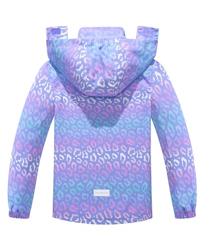 M2C Girls Patterned Fleece Lined Light Windproof Rain Jacket Dazzling Lavender 7-8