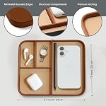 Nordik Leather Valet Tray - Sand Brown - 9.5 x 7.9 Inch Medium Vegan Leather Tray - Stylish Nightstand Organizer for Men - Modern Bedside Caddy - EDC Catchall for Key Watch Wallet Jewellery - Image 5