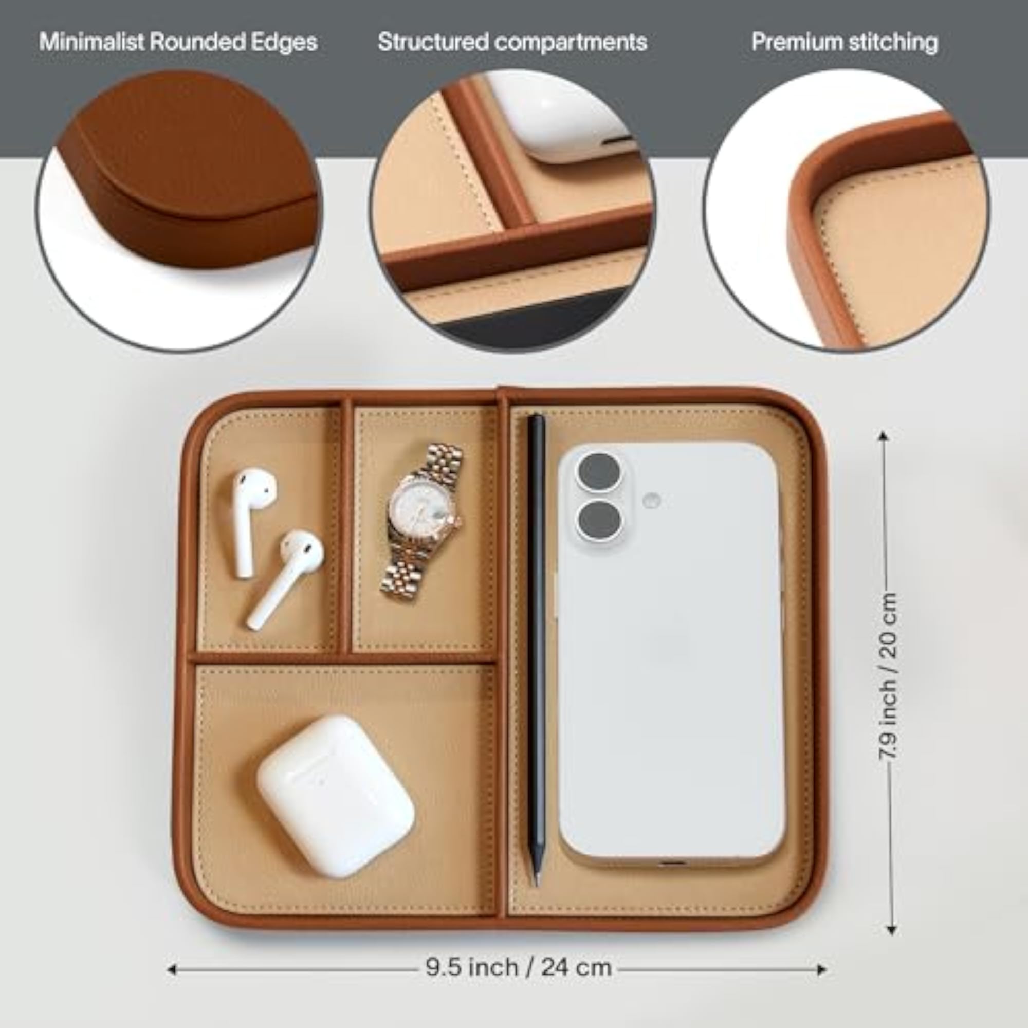 Premium Vegan Leather Bedside Table Tray
