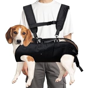 Dog Lift Harness Backpack for Leg Support & Rehabilitation, Emergency Dog Sling Carrier Adjustable Lifting Straps for Senior Elderly Pets Arthritis, Joint Injuries & Mobility Aid, Outdoor, L