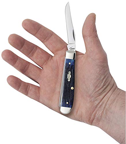 Image of Case WR XX Pocket Knife Blue Jigged Bone Mini Trapper Item #2838 - (6207 SS) - Length Closed: 3 1 /2 Inches