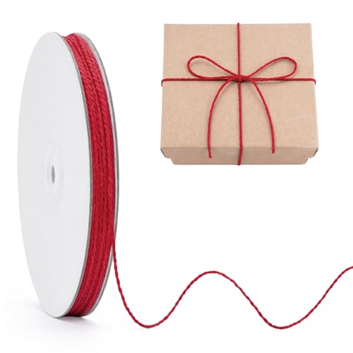 jijAcraft 328Ft Red Cotton String - 2MM Christmas String Cooking Bakers Twine Heavy Duty Packing Twine New Year Craft Strings for Gift Wrapping Macrame Decor