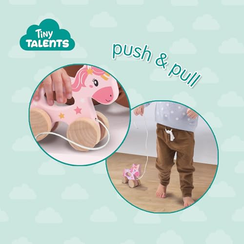 Image of SES Creative 13137 - Push and Pull 2 in 1 Wooden Unicorn, Real Wood, Modern Design, Made for Children 18 Months and Older