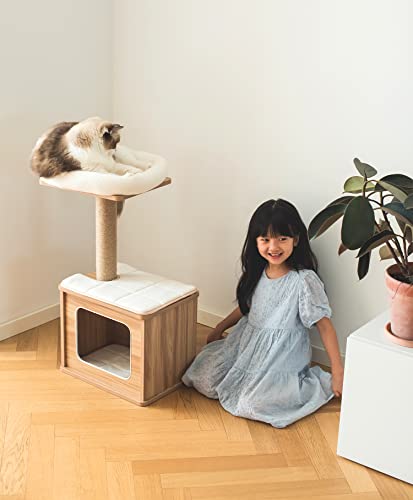 Catry Cat Tree - A Cat Play House Combo With Cat Hammock, Scratching Post, And Comfort Home Invariably Trap Kitten To Stay Around This 30” Easy Assembled Sturdy Cat Furniture, Beige #TOP5