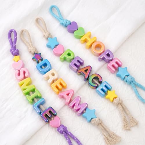 OVRUNS 52 Pcs Large Acrylic Letter Beads with Large Hole A-Z Mixed Colorful Chunky Big Alphabet Beads for DIY Crafts, Transparent & Shell Colorful by OVRUNS - Used condition - Image 4