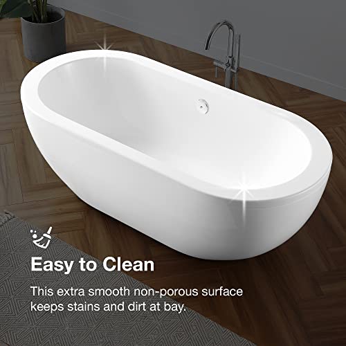 Ove Decors Serenity 34-In W X 71-In L Gloss White Acrylic Oval Center Drain #TOP7