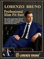 LORENZO BRUNO Herrenanzug, 2-teilig, Ein-Knopf-Anzug, schmale Passform, einfarbige Jacke und Hose, Smoking-Set, Business, Hochzeit, Party, Abschlussball, Marineblau, XL – Ansicht 2