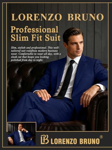 Image of Mens Suit 2 Piece Suits for Men One Button Slim Fit Solid Jacket & Pants Tuxedo Set Business Wedding Party Prom