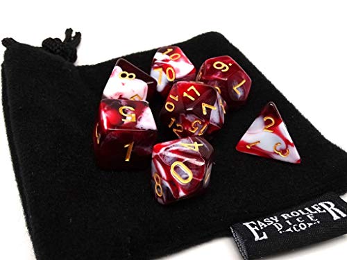 Black Cherry Swirl Dice Set 7 Piece - Free Dice Bag Included - Hand Checked Quality - Thumbnail 2