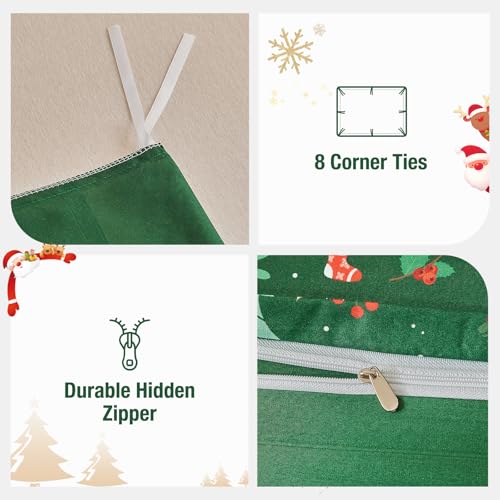 Image of Lekesky Christmas Duvet Cover King Size 3-Piece, Green Tree