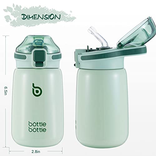 Bottle Bottle Kids Water Bottles 12 Oz Stainless Steel Water Bottle With Leak Proof Lid Double Wall Vacuum Kids Insulated Water Bottle Keeps Hot And Cold (Green) #TOP1