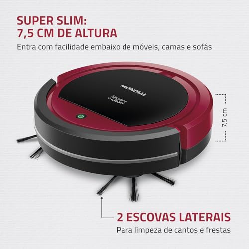 Robô Aspirador de Pó Fast Smart Clean, Mondial, Preto/Vermelho, 30W, Bivolt - RB-07