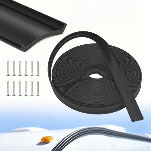 Podoy 1 Inch RV Vinyl Trim Molding Insert, 100 Ft Screw Cover Trim, Black