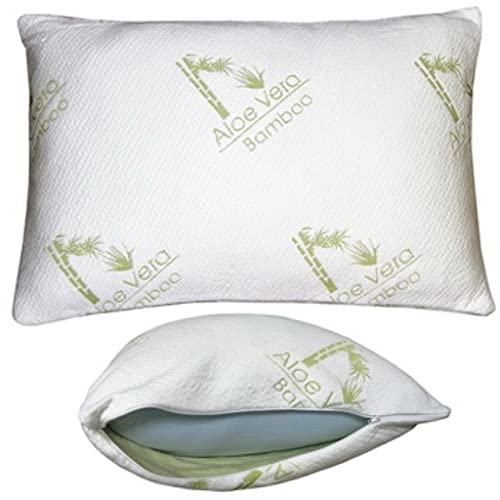 Premium Memory Foam Pillow With Aloe Vera Infused Bamboo Cover - King Adjustable Firmness - Machine Washable - Cooling - For Back, Stomach Or Side Sleepers #TOP2