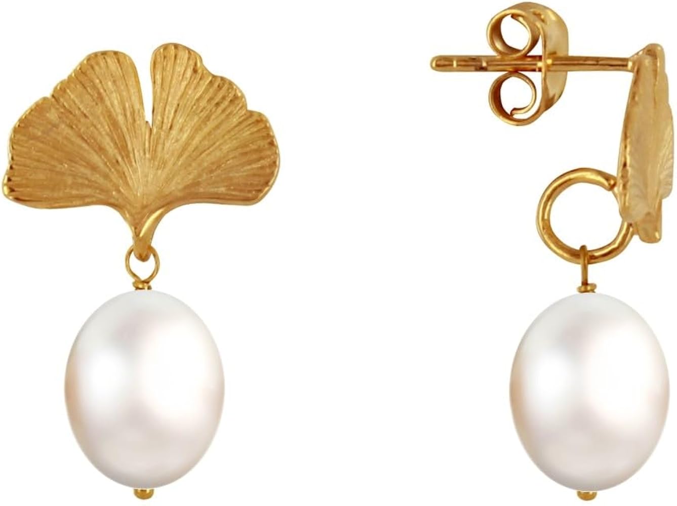 Boucles D'oreilles Plaqué Or 5 Microns Avec Perle Blanche - Dans Coffret, Neuves Avec étiquettes