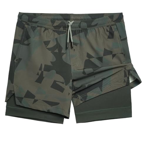 Image of maamgic Mens Workout Shorts 2 in 1 Stretch 5 inch / 7 inch Gym Shorts Running Shorts with Compression Liner Zip Pocket