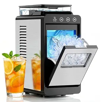 Antarctic Star Ice Maker, Portable Countertop Ice Machine with Self-Cleaning, 8 Cubes in 6 Minutes, Stainless Steel