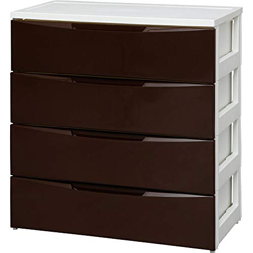 アイリスオーヤマ チェスト ワイド 4段 日本製 幅72.5×奥行41.5×高さ81cm ホワイト / ブラウン 白 プラスチック COD-724